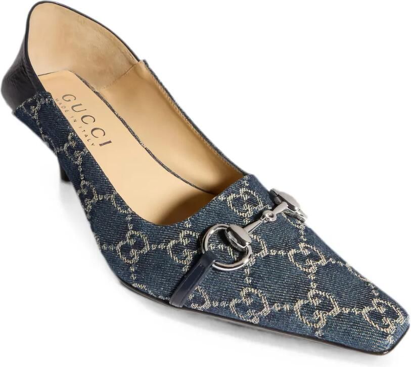 Gucci Vittoria Horsebit GG Supreme pumps Blauw