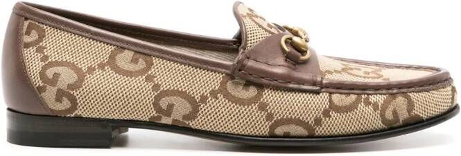 Gucci Horsebit 1953 loafers met monogram Beige