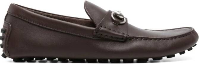 Gucci Leren loafers met horsebit detail Bruin