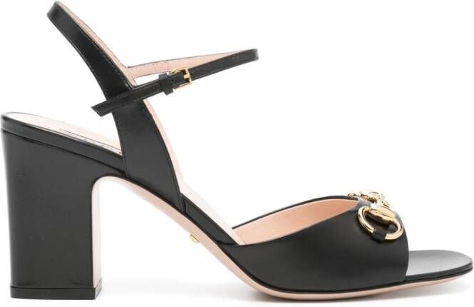 Gucci 85mm horsebit leren pumps Zwart