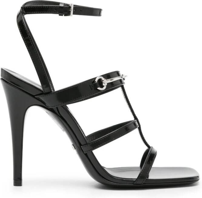 Gucci Horsebit 105 mm leren sandalen met bandjes Zwart