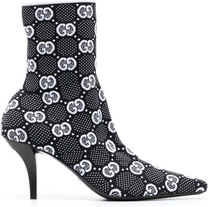 Gucci 75 mm Interlocking G gebreide laarzen Zwart