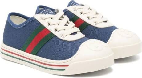 Gucci Kids Canvas sneakers met web afwerking Blauw
