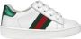 Gucci Kids leer low-top met Web Wit - Thumbnail 1