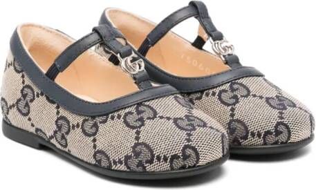 Gucci Kids Leren ballerina's met GG-logo Blauw