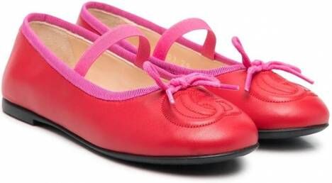 Gucci Kids Leren ballerina's Rood