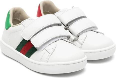 Gucci Kids Peuter leren sneaker met Web Wit