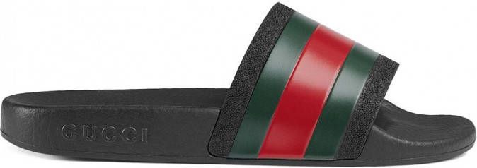 Gucci Kids Rubberen slippers voor kinderen met internet Zwart