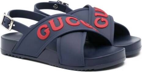 Gucci Kids Sandalen met logo Blauw