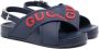 Gucci Kids rubberised-logo flat sandals Blauw - Thumbnail 1