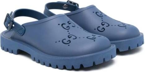 Gucci Kids GG Supreme canvas sandalen met uitgesneden details Blauw