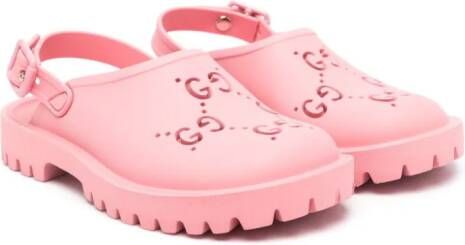 Gucci Kids GG Supreme canvas sandalen met uitgesneden details Roze