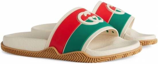 Gucci Kids Slippers met logo-reliëf Wit