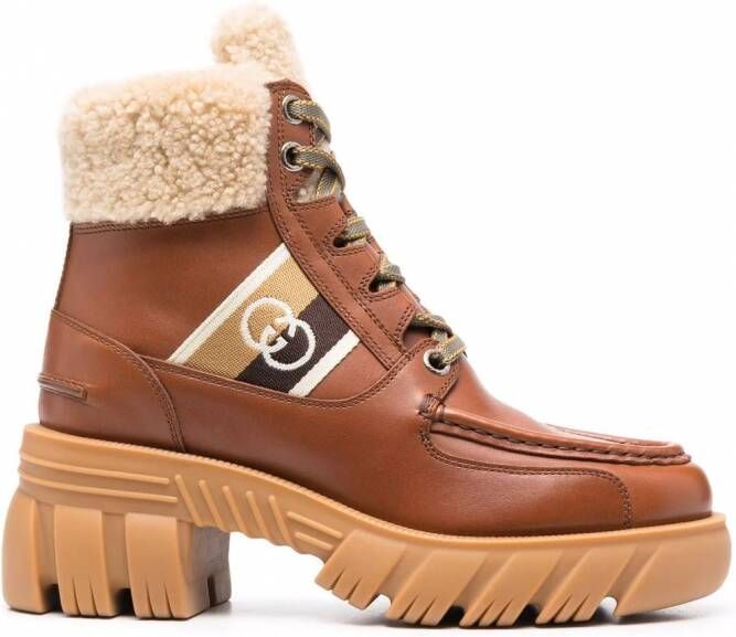 Gucci Laarzen met logopatch Bruin - Schoenen.nl
