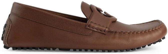 Gucci Leren schoenen met GG-logo Bruin