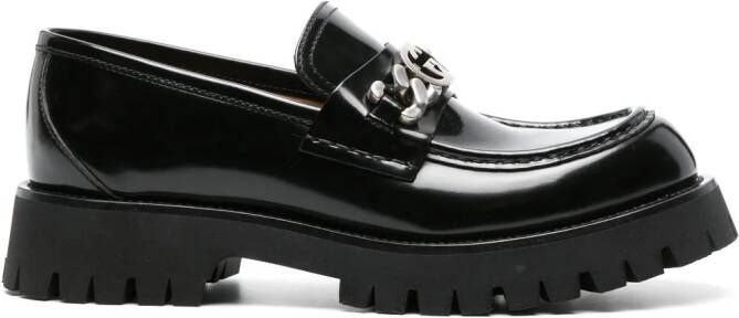Gucci Leren loafers met GG-logo Zwart