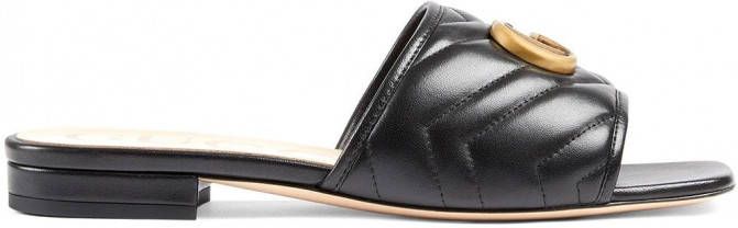 Gucci GG leren slippers Zwart