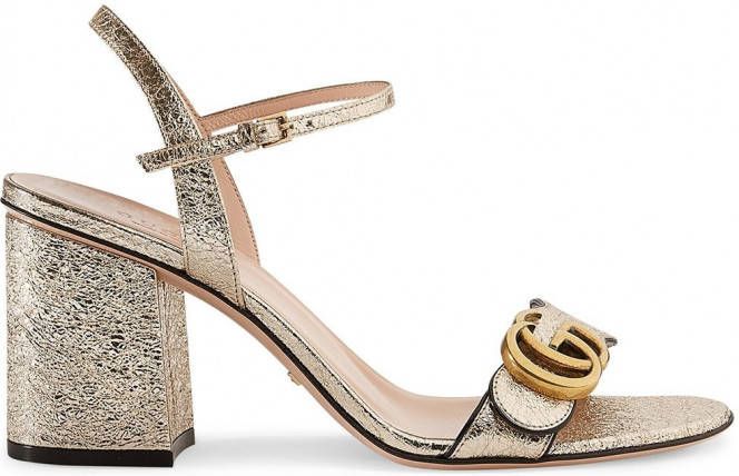 Gucci Metallic laminate leather mid-heel sandal