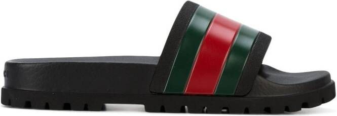 Gucci Pursuit slippers met web detail Zwart - Foto 2