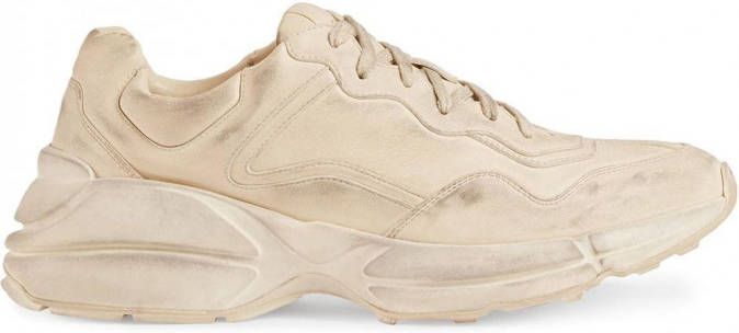 Gucci Rhyton leren sneaker Beige