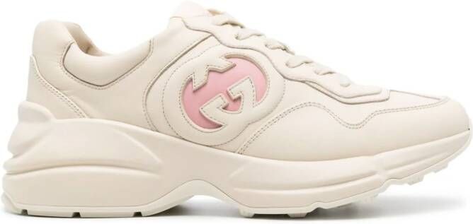 Gucci Rhyton leren sneakers Beige