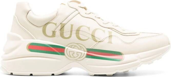 Gucci Rhyton leren sneakers Beige