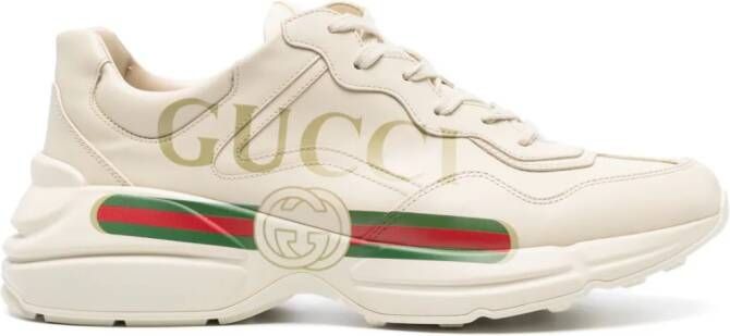 Gucci Rhyton sneakers met logoprint Beige