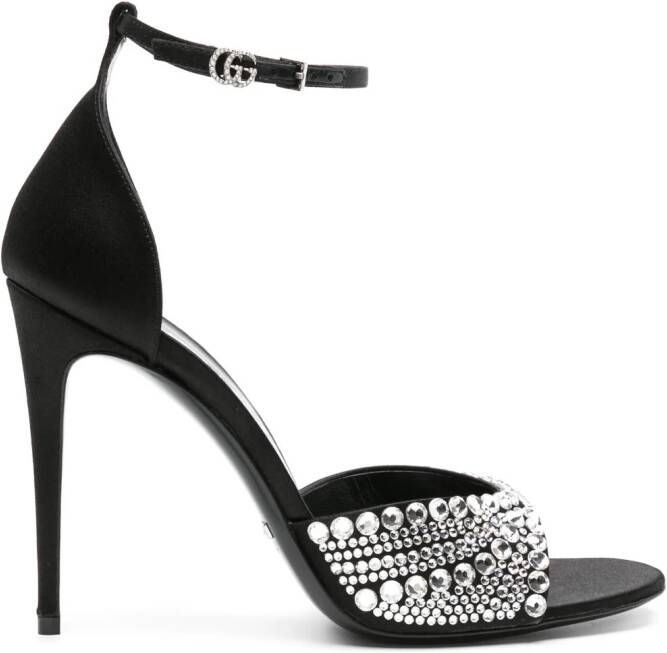 Gucci Satijnen 110mm sandalen verfraaid met kristallen Zwart