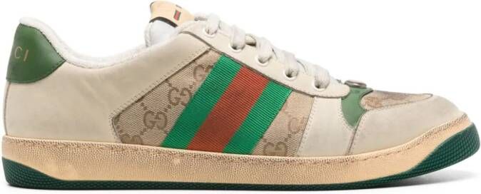 Gucci Screener leren sneakers Beige