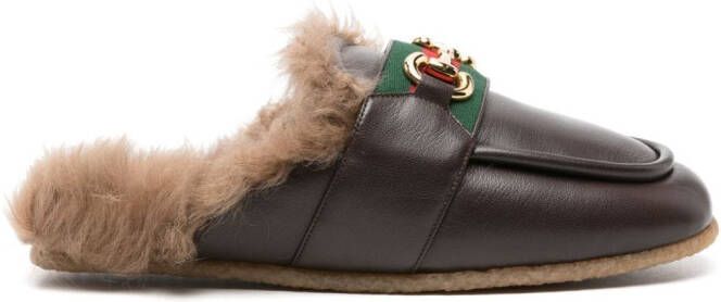 Gucci Slippers met Horsebit-detail Bruin