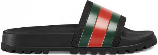 Gucci Pursuit slippers met web detail Zwart - Foto 1
