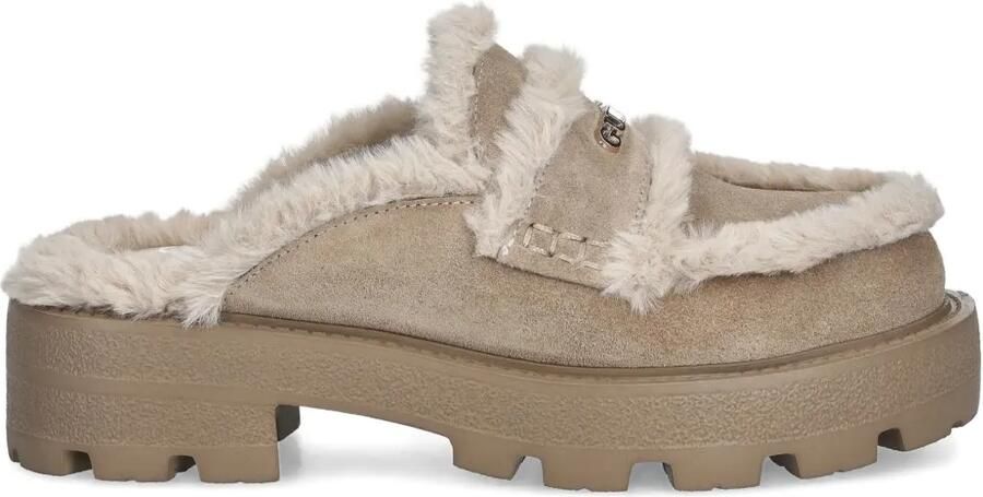 GUESS USA 45 mm Yaneta muiltjes van imitatiebont met logo Beige