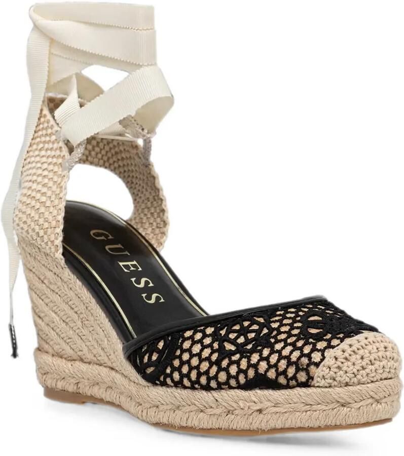 GUESS USA Cheyin espadrilles met kanten vlakken en sleehak Beige - Foto 2