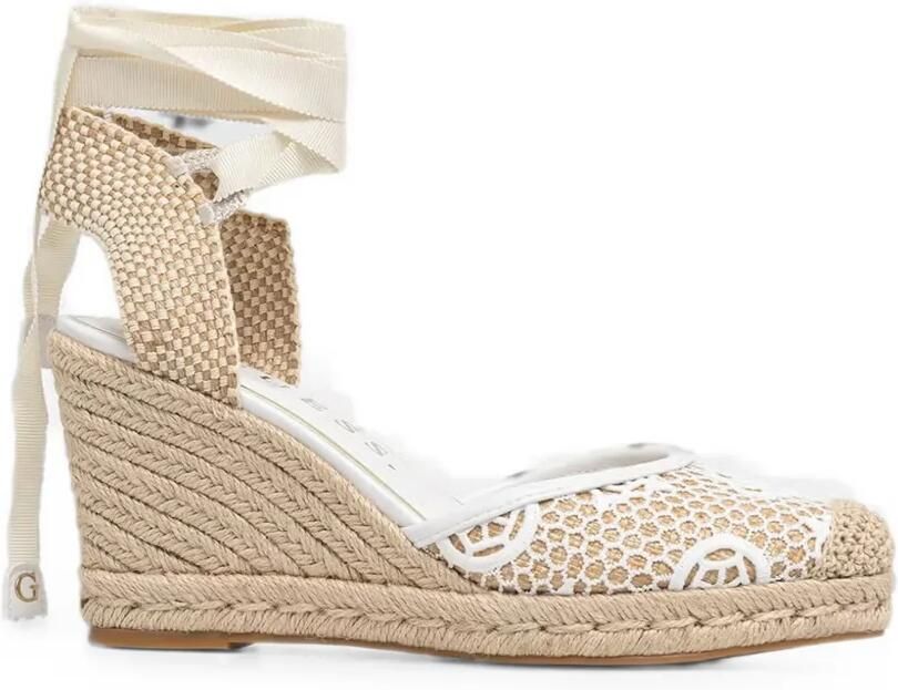 GUESS USA Cheyin gehaakte espadrilles met sleehak Beige