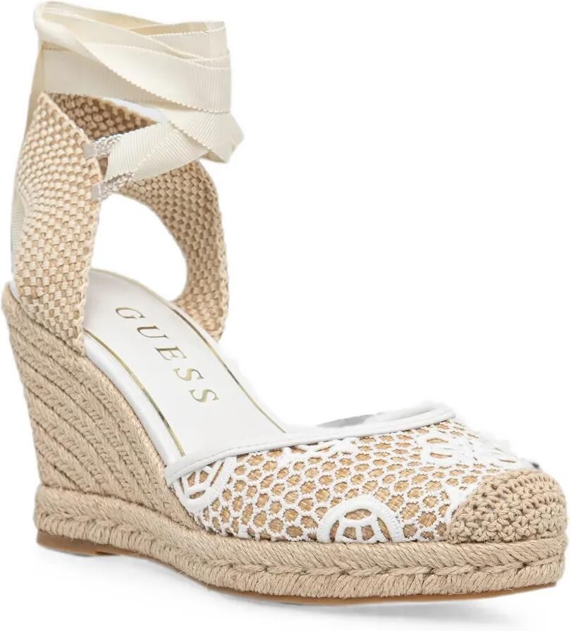 GUESS USA Cheyin gehaakte espadrilles met sleehak Beige - Foto 2