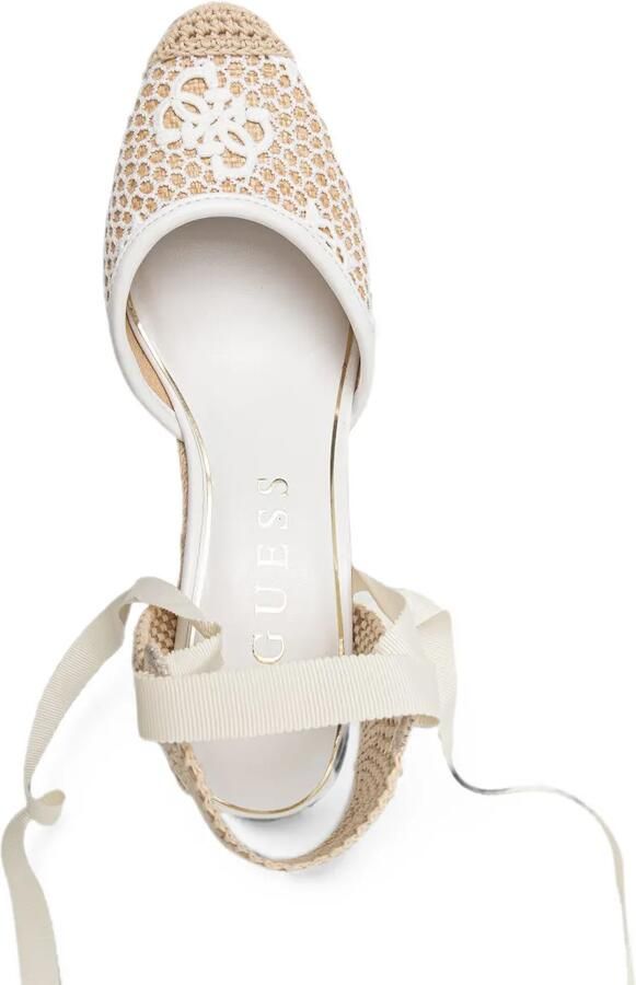 GUESS USA Cheyin gehaakte espadrilles met sleehak Beige - Foto 4