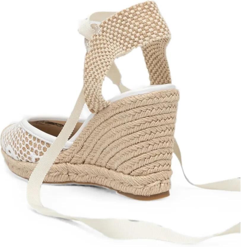 GUESS USA Cheyin gehaakte espadrilles met sleehak Beige - Foto 3