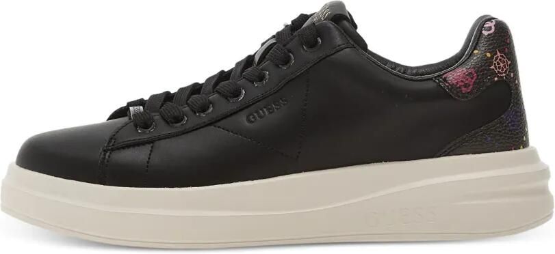 GUESS USA Elbina leren sneakers met logoprint Zwart