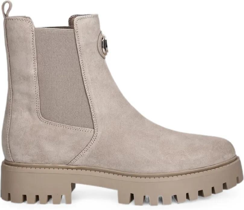 GUESS USA Enkellaarzen met logo-plakkaat en chunky zool Grijs