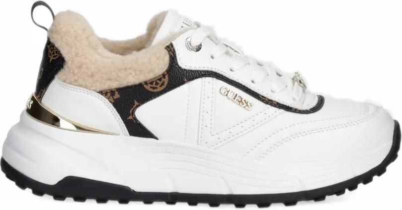 GUESS USA Facter sneakers van imitatiebont met monogram-print Wit