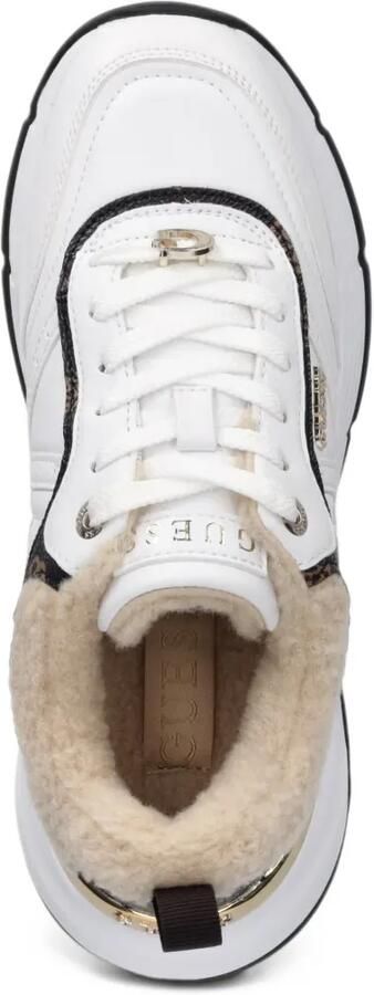 GUESS USA Facter sneakers van imitatiebont met monogram-print Wit - Foto 4