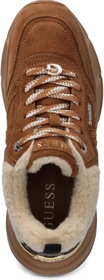 GUESS USA Facter suède sneakers met lammy afwerking Bruin - Foto 4