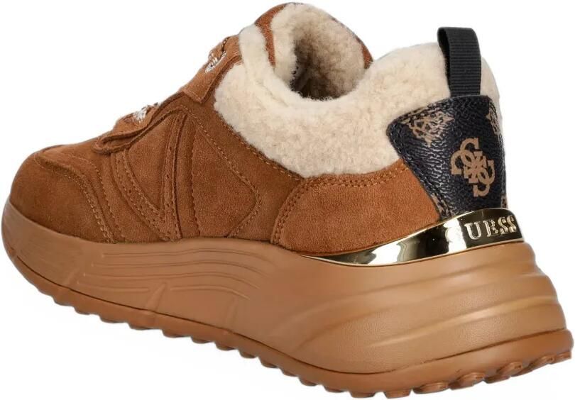 GUESS USA Facter suède sneakers met lammy afwerking Bruin - Foto 2
