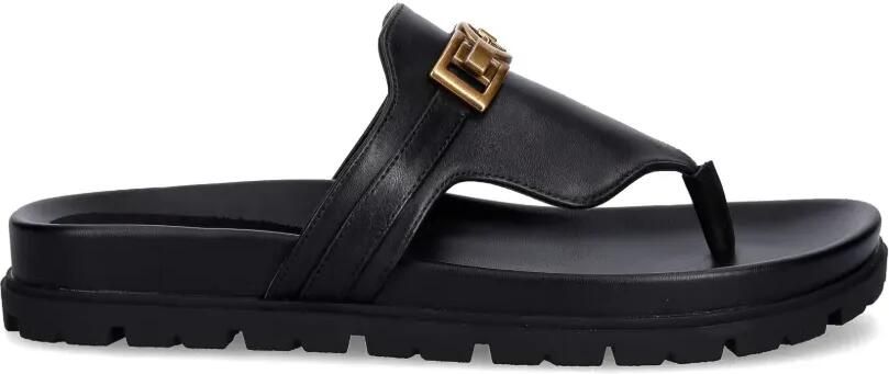 GUESS USA Farron leren sandalen met logoplakkaat Zwart