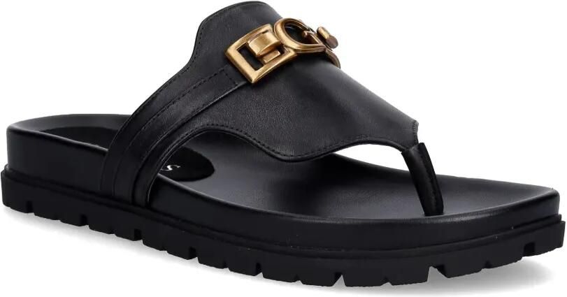 GUESS USA Farron leren sandalen met logoplakkaat Zwart - Foto 3