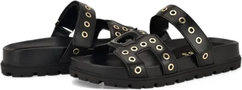 GUESS USA Fashie slip-on double-strapped footbed sandal Zwart - Foto 4