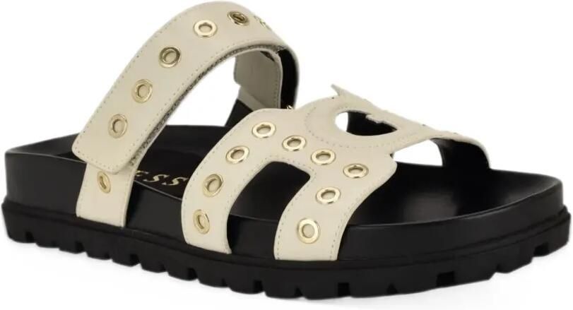 GUESS USA Fashie slip on double strapped footbed sandals Beige
