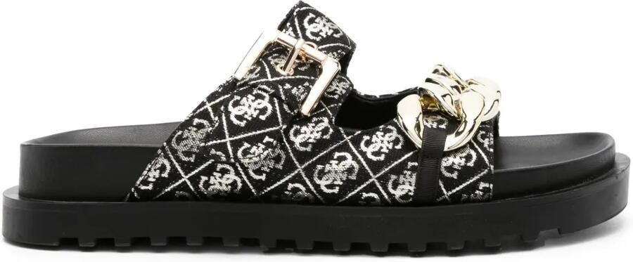 GUESS USA Fatema slippers met schakelketting Zwart
