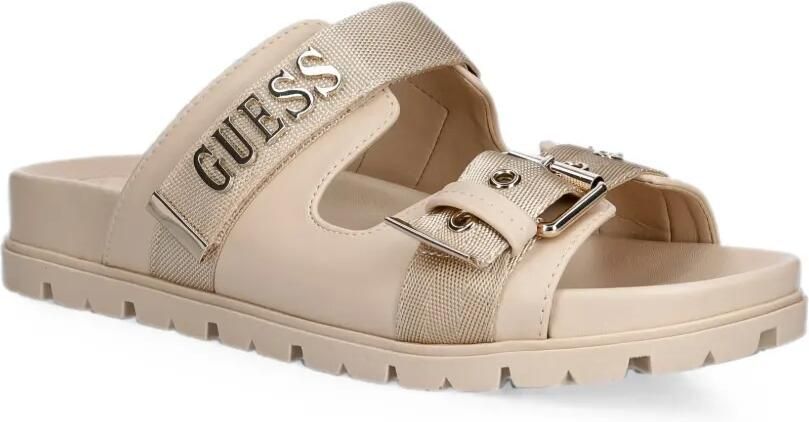 GUESS USA Faxona slippers met gespsluiting en logo-plakkaat Beige - Foto 2