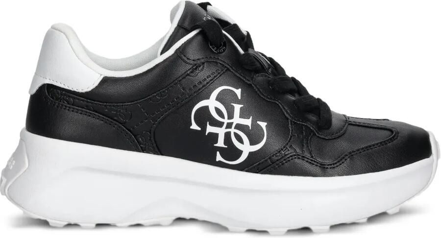 GUESS USA Leren sneakers met logoplakkaat Zwart